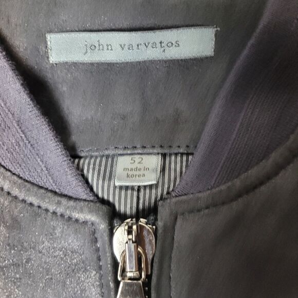 John Varvatos Collection Easy-Fit Men's Jacket Size L Black Goatskin Zip Bomber - Picture 5 of 16